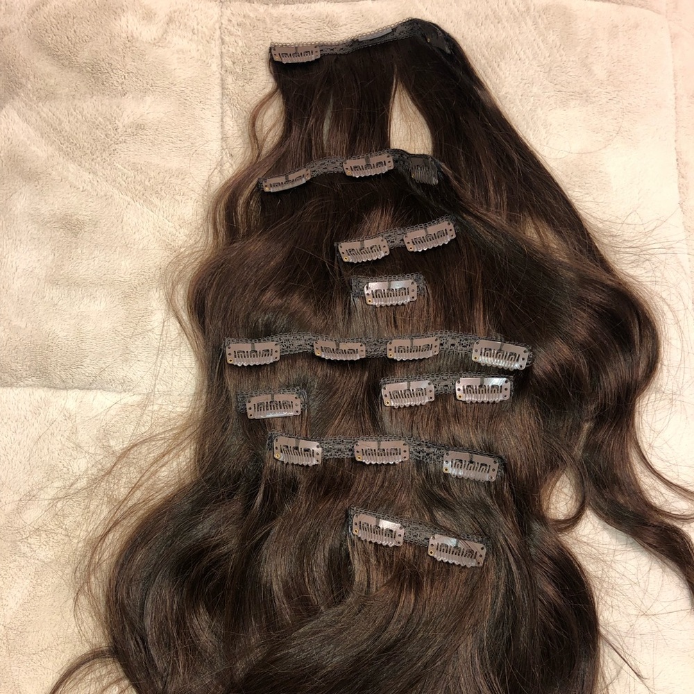 100% human hair clip in extensions